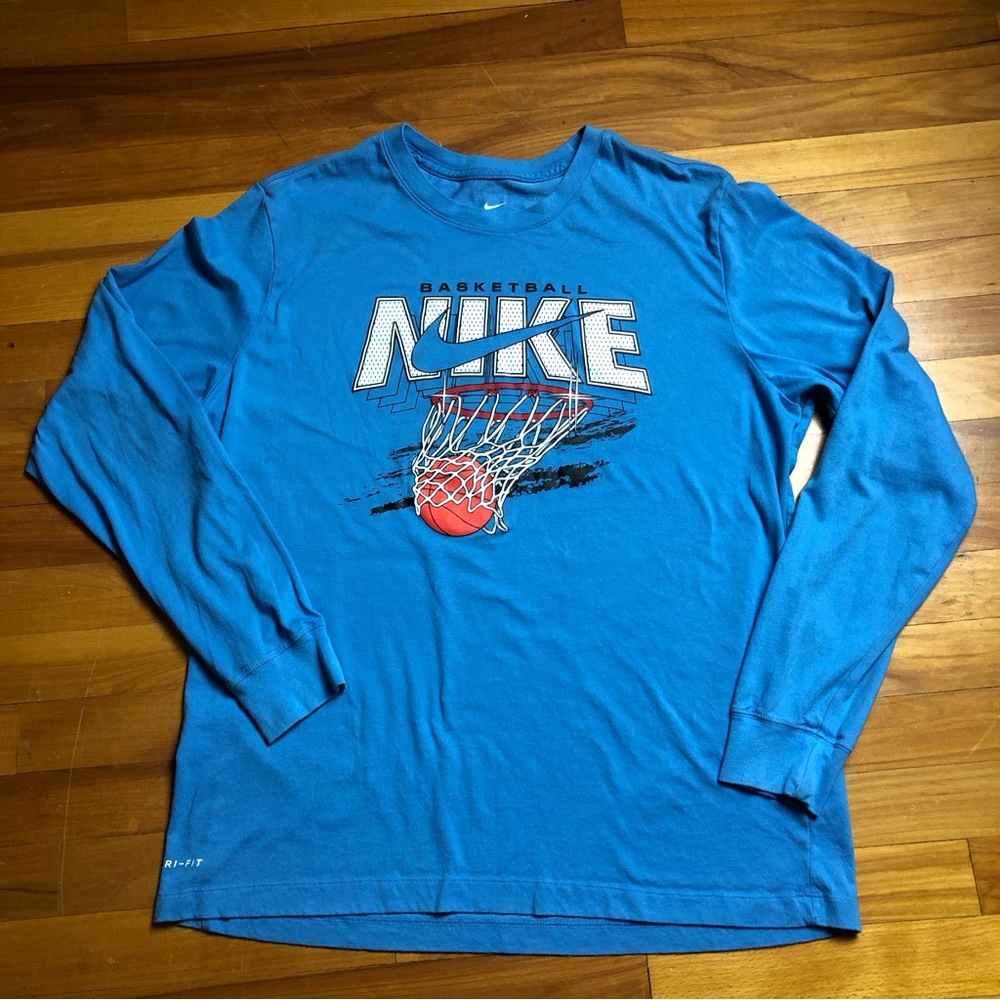Nike Blue Basketball Long Sleeve Tee Sz XL